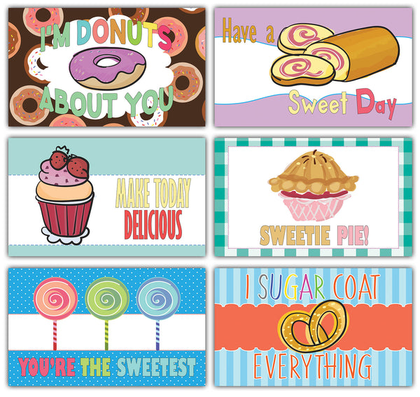 Creanoso Sweet and Delicious Food Treats Sayings Lunchbox Note Cards - Flashcards for Kids