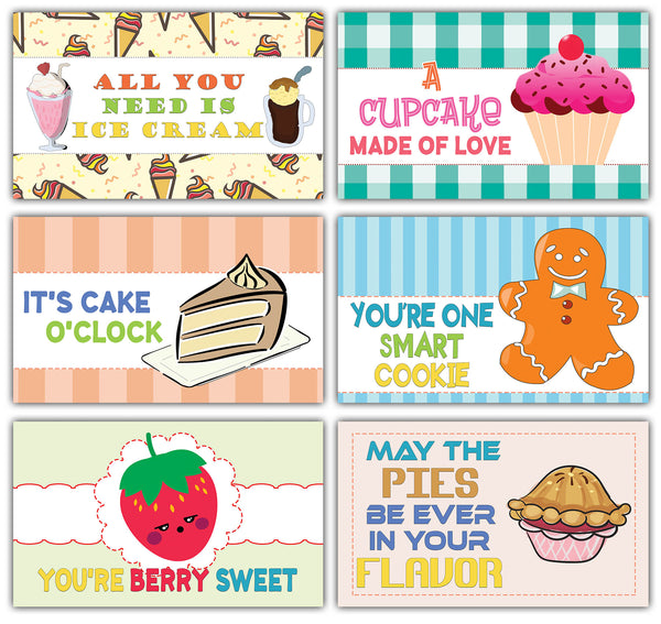 Creanoso Sweet and Delicious Food Treats Sayings Lunchbox Note Cards - Flashcards for Kids