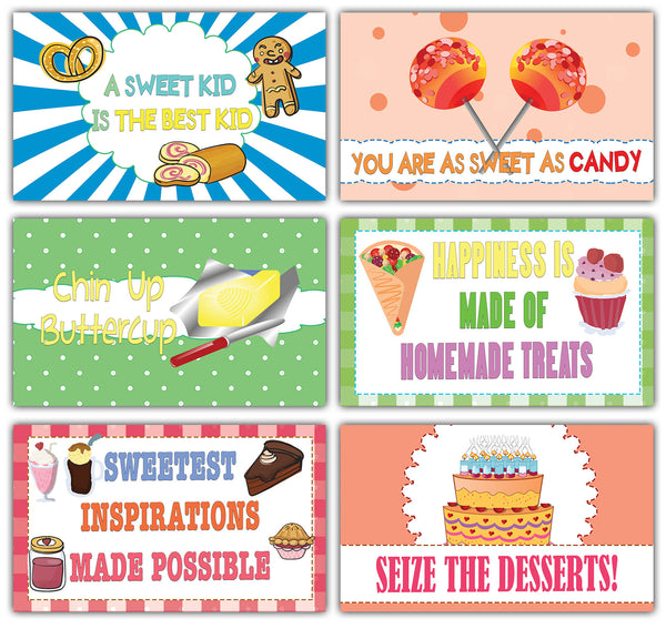 Creanoso Sweet and Delicious Food Treats Sayings Lunchbox Note Cards - Flashcards for Kids