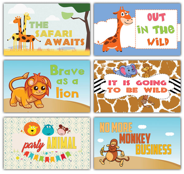 Creanoso Wild Animals Safari Cute Sayings Flashcards - Inspiring School Lunchbox Note Cards for Kids