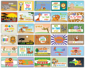 Creanoso Wild Animals Safari Cute Sayings Flashcards - Inspiring School Lunchbox Note Cards for Kids