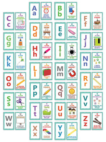 Creanoso English Alphabet Fun School Theme ABCs Flashcards Ã¢â‚¬â€œ 26 Letters Educational Card