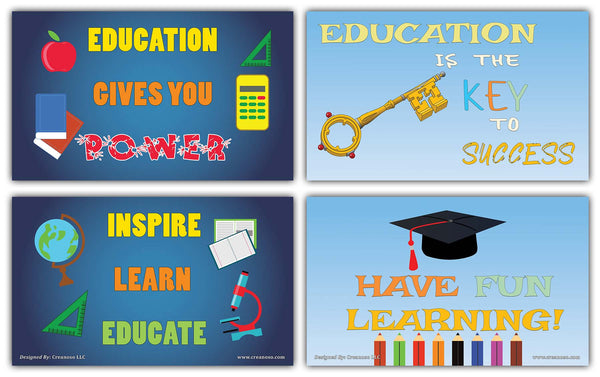 Creanoso School Education Flashcards for Kids - Never Stop Learning Mini Cards - Cool Giveaways