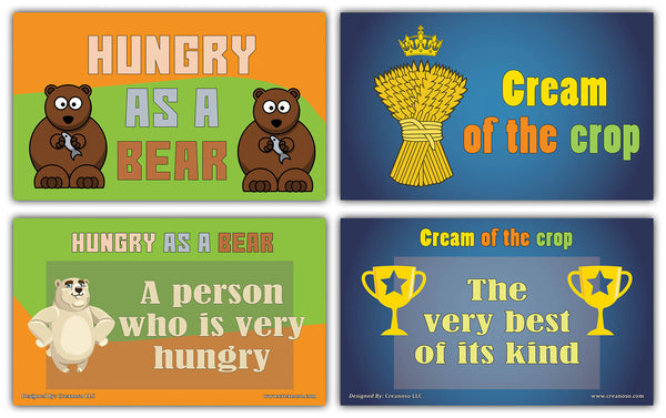 Creanoso Food Idioms Learning Flashcards for Kids Ã¢â‚¬â€œ Educational Information Set