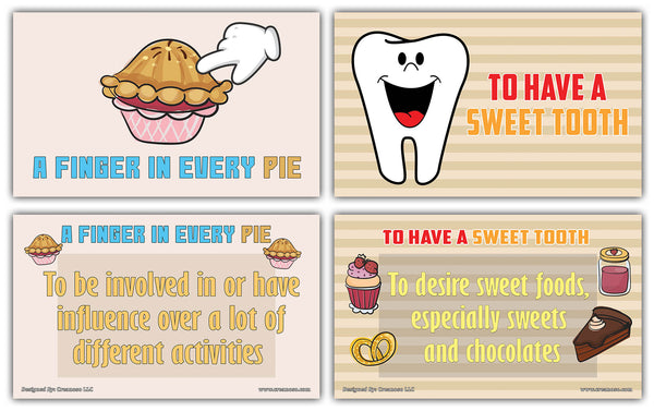 Creanoso Food Idioms Learning Flashcards for Kids Ã¢â‚¬â€œ Educational Information Set