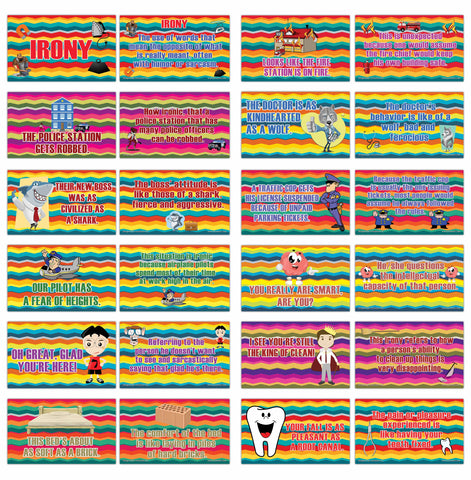 Creanoso English Learning Irony Educational Flash Cards for Kids - Unique Giveaways Gift Set