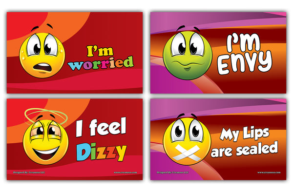 24 Commonly Use Emojis Learning Flash Cards (120-Pack - 12 cards front & back designs x 10 sets )