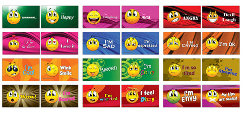 24 Commonly Use Emojis Learning Flash Cards (120-Pack - 12 cards front & back designs x 10 sets )