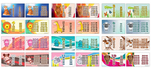 Animal Skip Counting Multiplication Tables Flash Cards (60-Pack - 12 cards front & back designs x 5 sets) - Stocking Stuffers Educational Gifts - Teacher Student Classroom Rewards Incentives