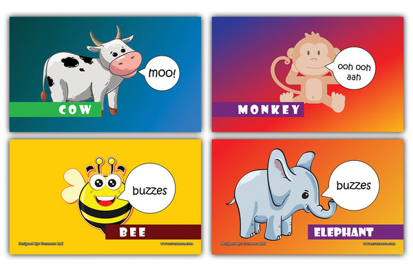 24 Animal Sounds Learning Flash Cards