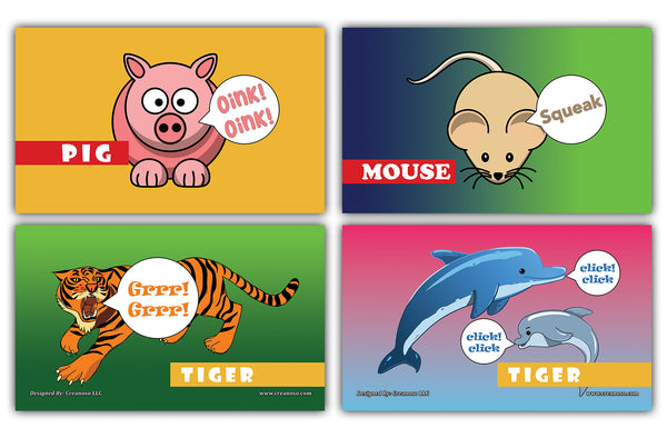 24 Animal Sounds Learning Flash Cards