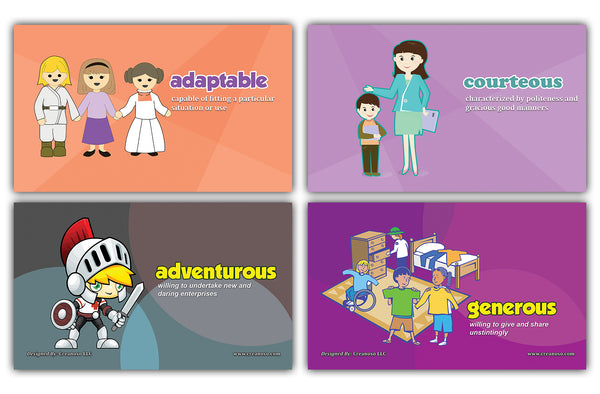 24 Adjectives Wrods Learning Flash Cards