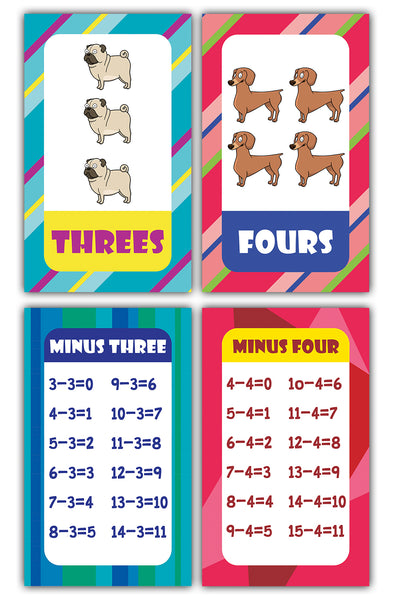 Elementary Substraction Learning Flash Cards for Children