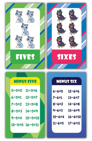 Elementary Substraction Learning Flash Cards for Children
