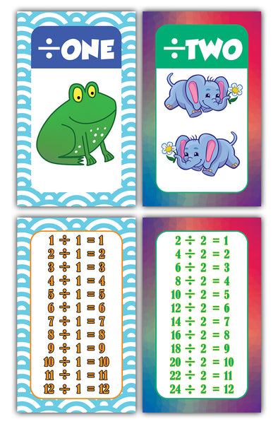 Division Maths Educational Flash Cards for Kids