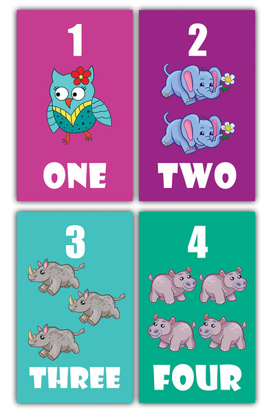 Numbers Counting Maths Educational Flash Cards for Kids