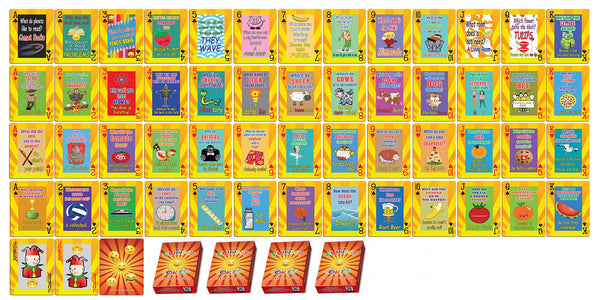 Playing Cards Novelty Fun Jokes for Kids Bulk Set (4-Deck) - Favors Decor Supply - Stocking Stuffers Gifts for Young Reader Christmas Holidays Activities - High Quality Poker Size Standard Decks