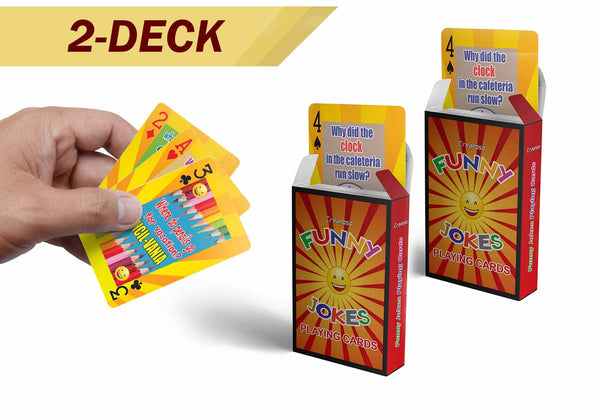 Silly Jokes Playing Cards (2-Deck) - Gifts Ideas for Birthday Party Supply for Kids Boys Girls - Fun Game Group Activities Stocking Stuffers Ã¢â‚¬â€œ Deal Cards for Blackjack, Euchre, Canasta, Pinochle Card