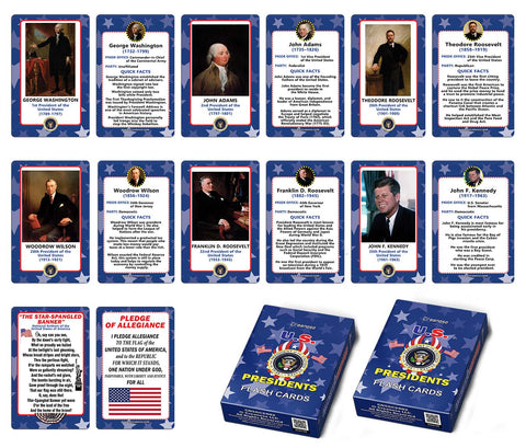 US Presidents Playing Flash Cards (2-Deck) - Gifts Ideas for Birthday Party Supply for Kids Boys Girls - Fun Game Group Activities Stocking Stuffers Ã¢â‚¬â€œ Unique Fun Educational Learning Card Pack for Men