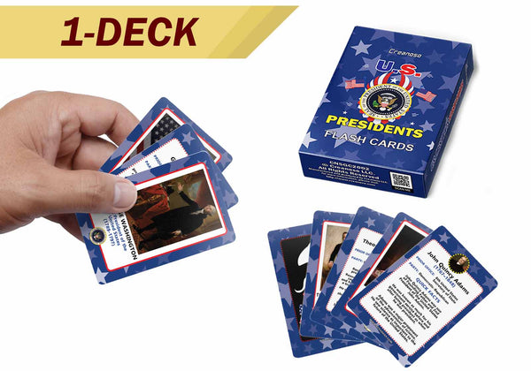 Creanoso Patriotic US Presidents Flash Cards - Fun Stocking Stuffers for Theme Party Favors Supply Props Game