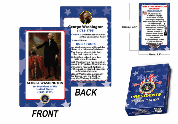 Flash Cards Novelty US Presidents for Kids Bulk Set (4-Deck) - Pretty Favors Decor Decal Supply - Stocking Stuffers Gifts for Men Women Christmas Holidays Activities - High Quality Standard Decks