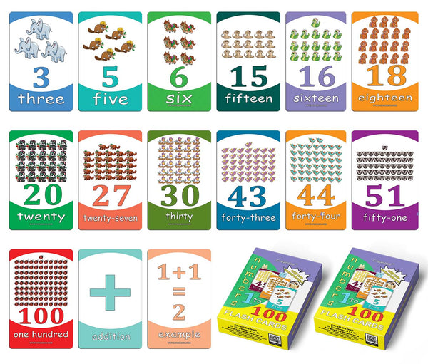 Numbers 1-100 Educational Flash Cards (2-Deck) Ã¢â‚¬â€œ Cute Animals Design Gifts Ideas for Birthday Party Supply for Kids Boys Girls - Fun Game Group Activities Stocking Stuffers Ã¢â‚¬â€œ Fun Educational Pack