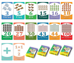 Educational 1-100 Numbers High Quality Flash Cards for Kids Cute Animals Bulk Set (4-Deck) - Pretty Favors Decor Decal Supply - Stocking Stuffers Gifts for Boys Girls Christmas Holidays Activities