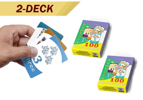 Numbers 1-100 Educational Flash Cards (2-Deck) Ã¢â‚¬â€œ Cute Animals Design Gifts Ideas for Birthday Party Supply for Kids Boys Girls - Fun Game Group Activities Stocking Stuffers Ã¢â‚¬â€œ Fun Educational Pack
