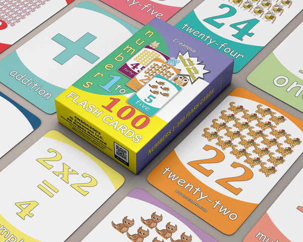 Educational 1-100 Numbers High Quality Flash Cards for Kids Cute Animals Bulk Set (4-Deck) - Pretty Favors Decor Decal Supply - Stocking Stuffers Gifts for Boys Girls Christmas Holidays Activities