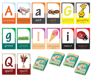 Alphabet High Quality Flash Cards for Kids (4-Deck) - Pretty Favors Decor Decal Supply - Stocking Stuffers Gifts for Boys Girls Christmas Holidays Activities - Party Theme DIY Collection Set for Boys