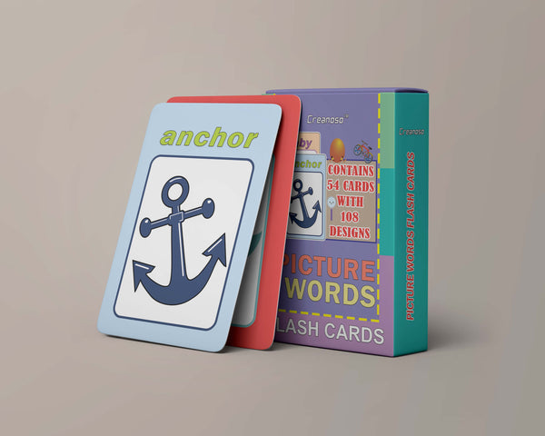 Creanoso Picture Words Flash Cards - Fun Stocking Stuffers for Theme Party Favors Supply Props Game