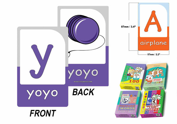 Alphabet Numbers Picture Words Colors and Shapes Learning Flash Cards Variety Pack (4-Deck) - Pretty Favors Decor Decal Supply - Stocking Stuffers Gifts for Boys Girls Christmas Holidays Activities