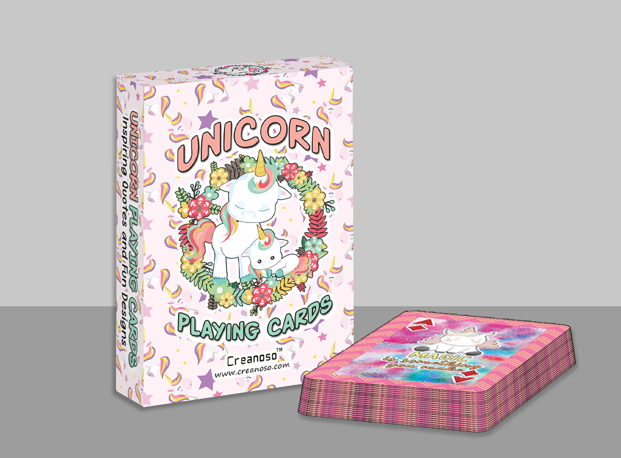 Creanoso Unicorn Playing Cards (2 Decks) - Classroom Reward Incentives for Students and Children - Stocking Stuffers Party Favors & Giveaways for Teens & Adults
