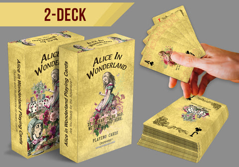 Creanoso Alice in Wonderland Literary Playing Cards (2 Decks) Ã¢â‚¬â€œ Poker Standard Size Deck Cards Waterproof Card Stock Set Ã¢â‚¬â€œ Great Deal Cards for Blackjack, Euchre, Canasta, Pinochle Card Game, Casino