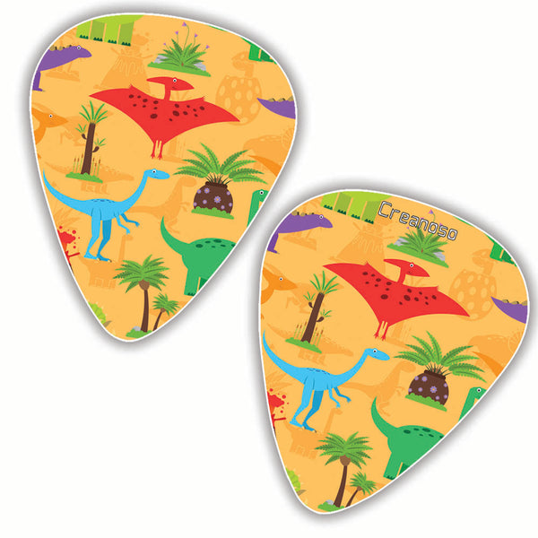 Creanoso Cool Dinosaur Guitar Pick (12-Pack) - Colorful Unique Music Gifts for Guitarists