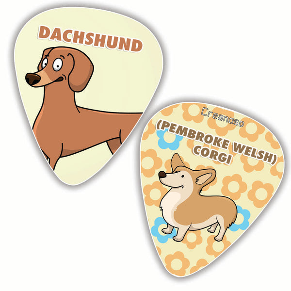 Creanoso Cool Dog Guitar Picks (12-Pack) - Medium Gauge Celluloid - Unique Music Gifts