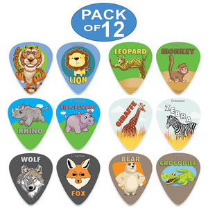 Creanoso Cool and Colorful Wild Animal Guitar Picks (12-Pack) - Musical Accessories Premium Gifts