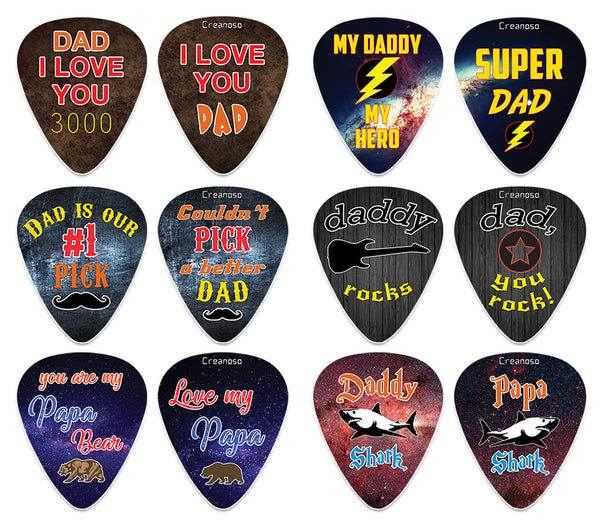 Creanoso Dad Love You 3000 Guitar Picks (12-Pack) - Premium Design Finger Style Picks for Musicians
