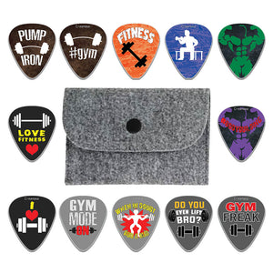 Creanoso Weigh Lifting Guitar Picks (12-Pack) - Fingerstyle guitar picks - Best Stocking Stuffer Gifts for Musicians