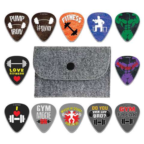 Creanoso Weigh Lifting Guitar Picks (12-Pack) - Fingerstyle guitar picks - Best Stocking Stuffer Gifts for Musicians