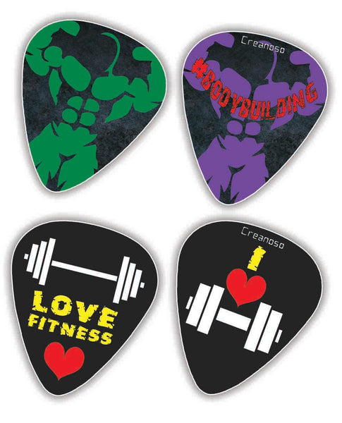 Creanoso Weigh Lifting Guitar Picks (12-Pack) - Fingerstyle guitar picks - Best Stocking Stuffer Gifts for Musicians