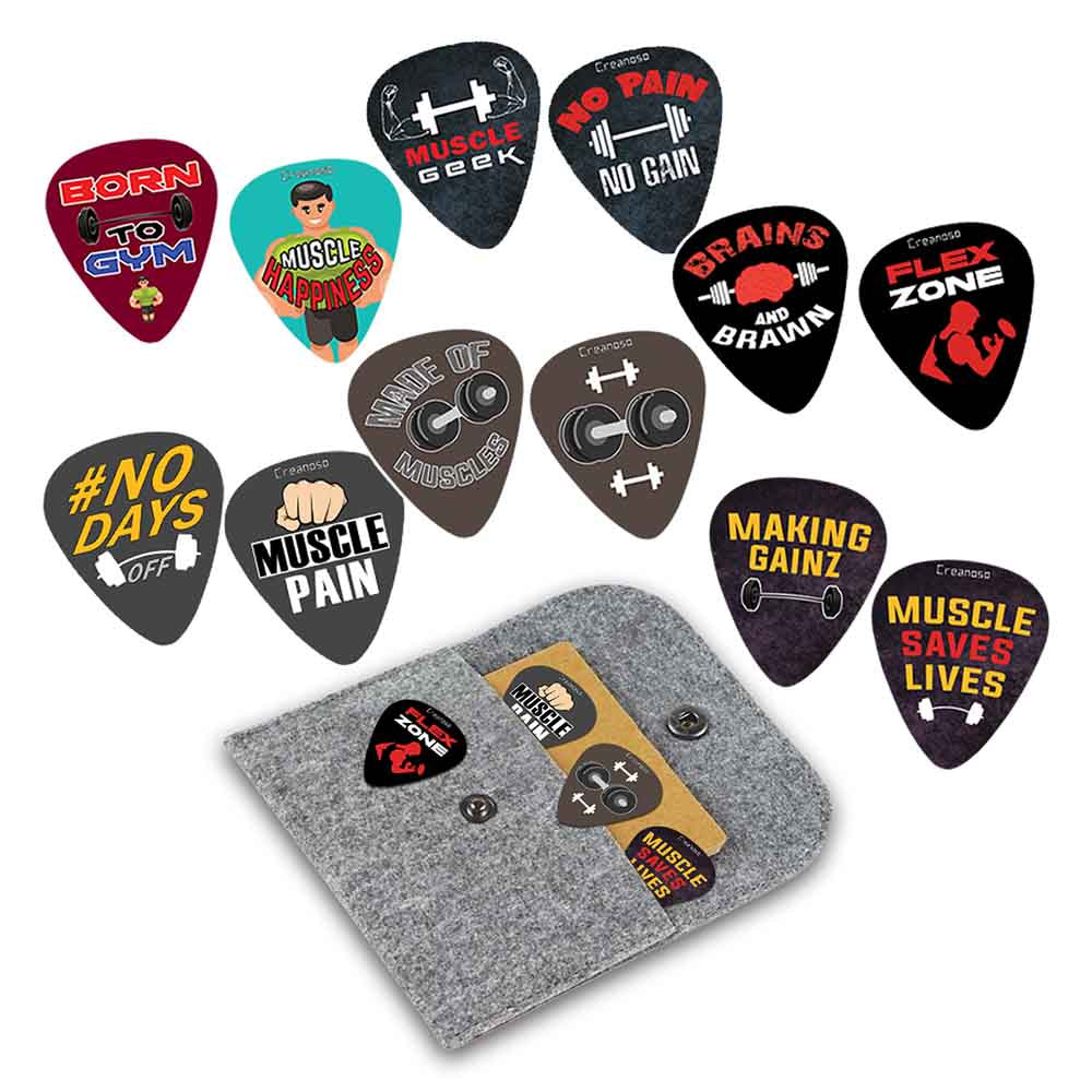 Creanoso Muscle Man Guitar Picks (12-Pack) - Fingerstyle guitar picks - Best Stocking Stuffer Gifts for Musicians
