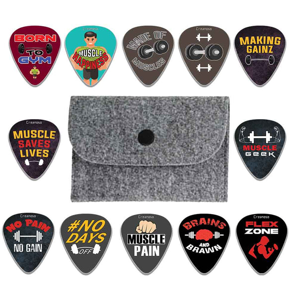 Creanoso Muscle Man Guitar Picks (12-Pack) - Fingerstyle guitar picks - Best Stocking Stuffer Gifts for Musicians