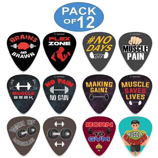 Creanoso Muscle Man Guitar Picks (12-Pack) - Fingerstyle guitar picks - Best Stocking Stuffer Gifts for Musicians