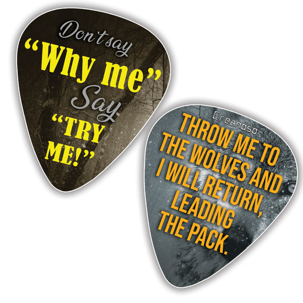 Masculine Courage Wolf Guitar Picks (12-Pack) - Medium Gauge Celluloid - Fingerstyle Guitar Picks - Premium Music Gifts & Guitar Accessories for Boys Son Men Him Husband Dad Boyfriend Musician Gift