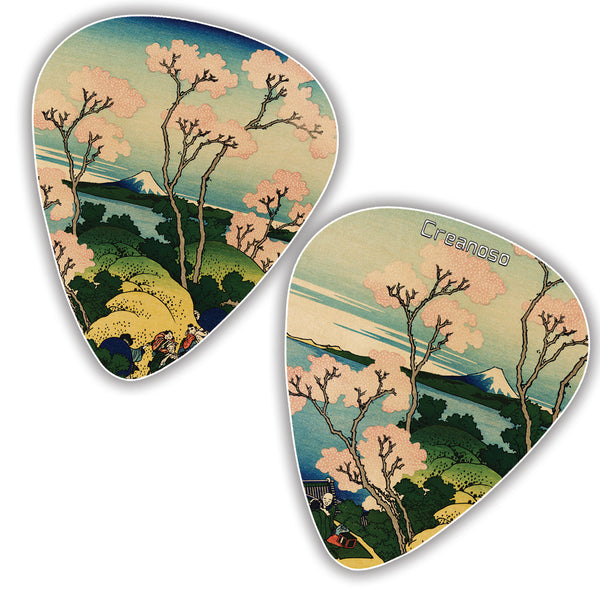 Japanese Fine Art Famous Paintings Guitar Picks (12-Pack)- Medium - Katsushika Hokusai Vincent Van Gogh Mount Fuji Wave Geisha - Stocking Stuffers for Guitarist Men Women 'Mother's Day Father's Day