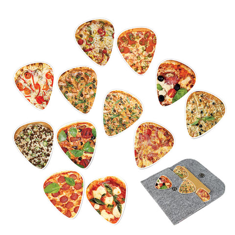 Creanoso Pizza Guitar Picks (12-Pack) - Stocking Stuffers Premium Quality Gift Ideas for Children, Teens, & Adults - Corporate Giveaways & Party Favors