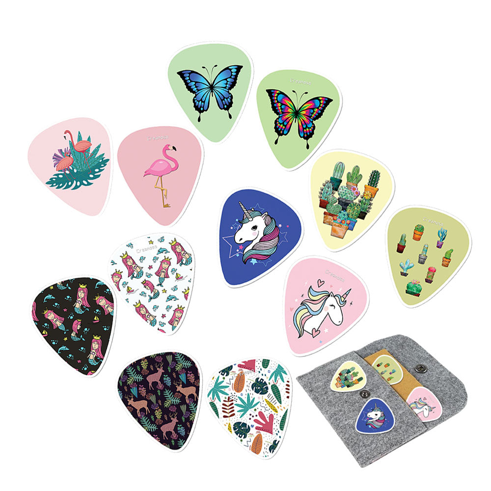 Creanoso Pretty Guitar Picks (12-Pack) - Stocking Stuffers Premium Quality Gift Ideas for Children, Teens, & Adults - Corporate Giveaways & Party Favors
