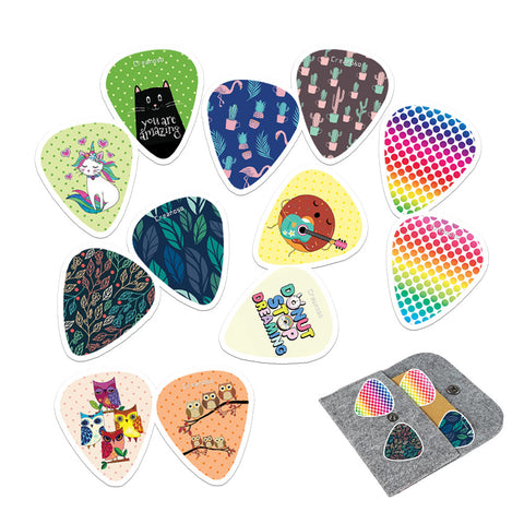 Creanoso Guitar Picks - Fancy Plectrums (12-Pack) - Electric, Acoustic & Bass Guitars - Premium Quality Gift Ideas for Kids Teens & Adults for Any Occasions - Stocking Stuffer Gift Favor & Giveaways