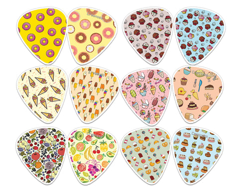 Creanoso Sweet Dessert Guitar Picks (12-Pack) - Premium Quality Gift Ideas for Children, Teens, & Adults for All Occasions - Stocking Stuffers Party Favor & Giveaways